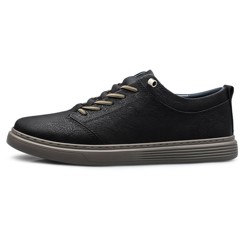 XIMO BULL Cow Split Leather Men's Casual Shoes Men's Black