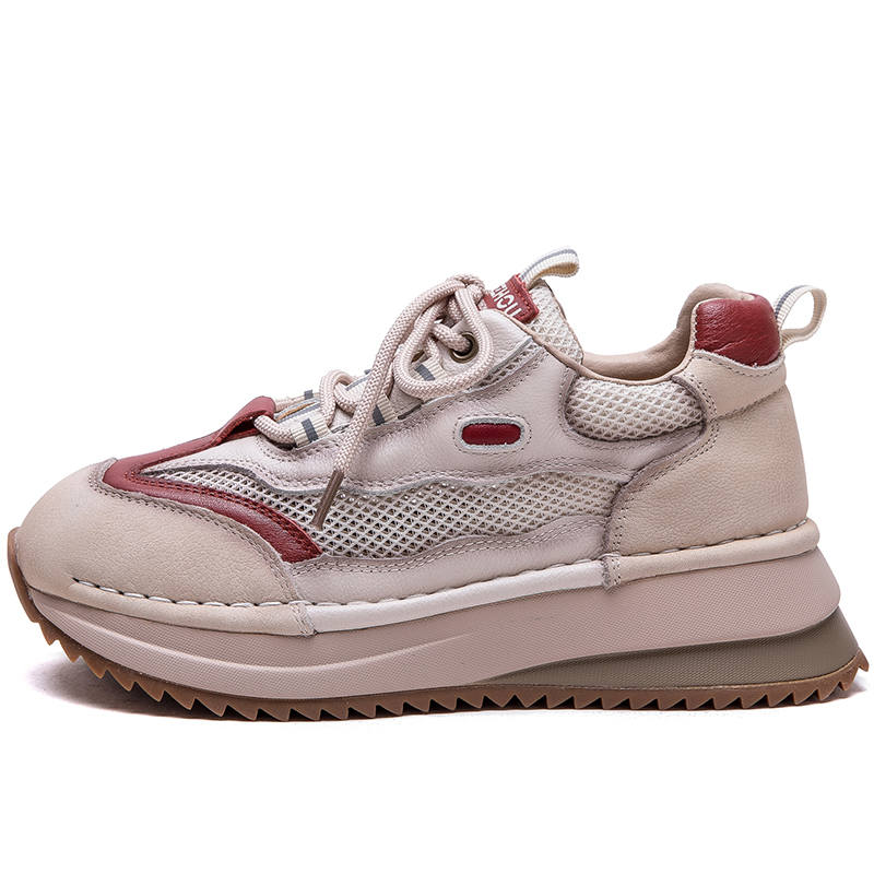 JIEZHOU Top Grain Cow Leather Low top Casual Shoes Women's