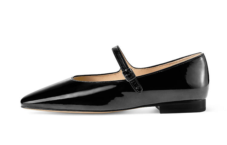 7or9 Preserved Plum Candy Patent Leather Flat Mary Jane Shoes 1.8cm Women's Black
