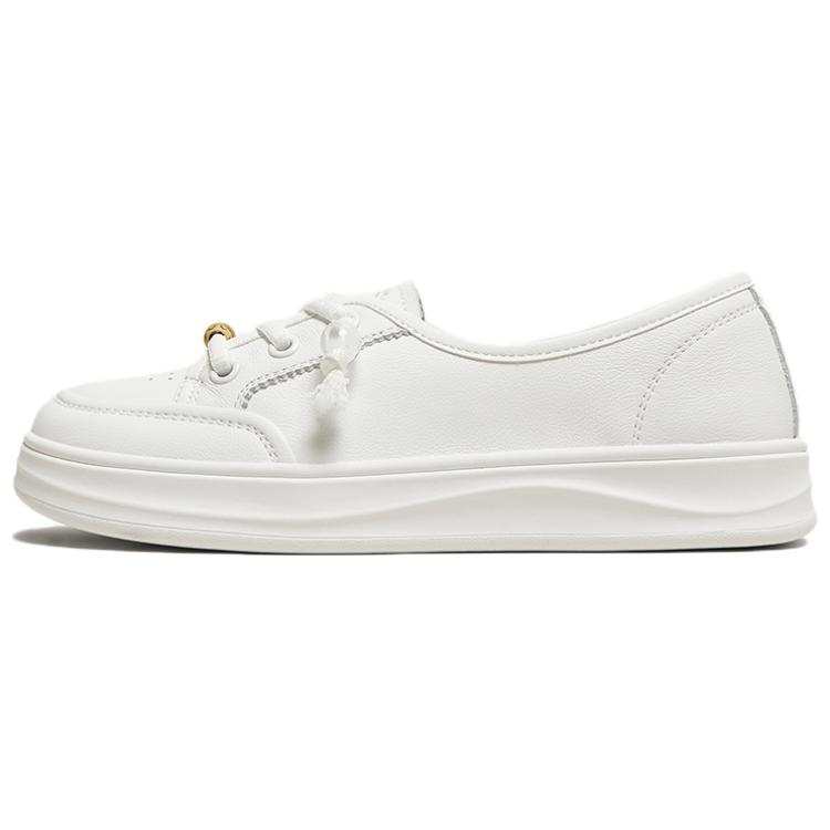 BASTO Cow Leather Breathable Low top Skateboard Shoes Women's White