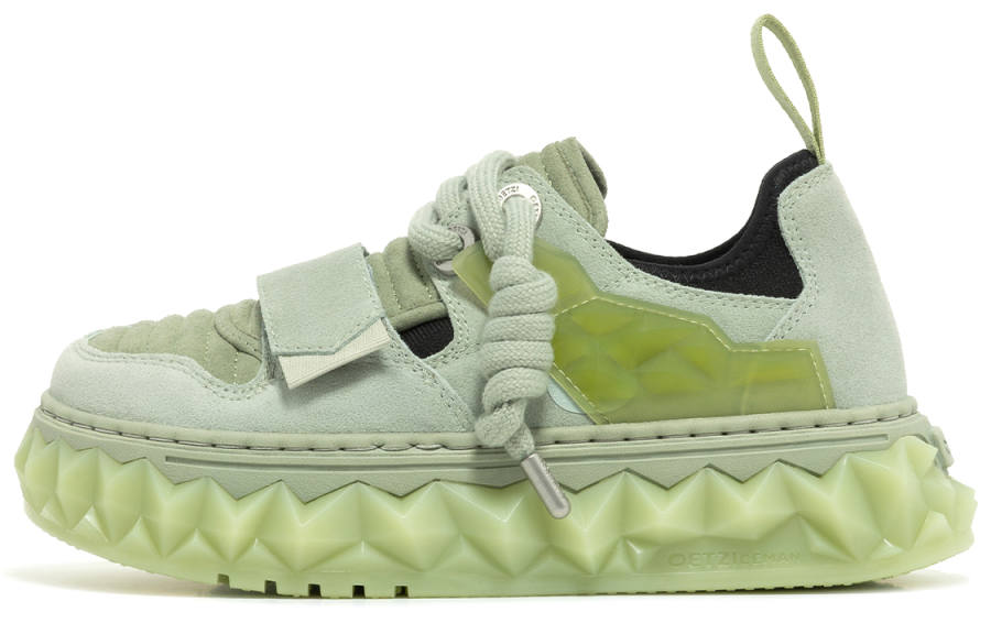 OETZI Slip Resistant Abrasion Resistant Slip Resistant Low top Skateboard Shoes Unisex Gray Green