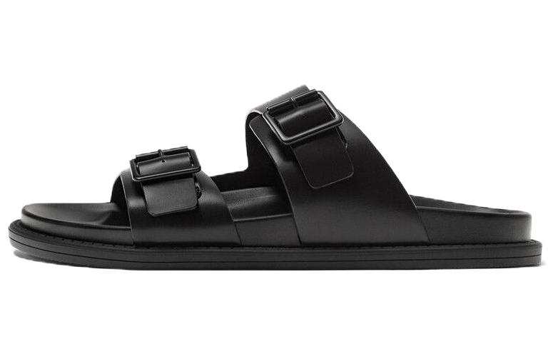 ZARA Rubber Sole Quiet Slide Slippers Men's Black