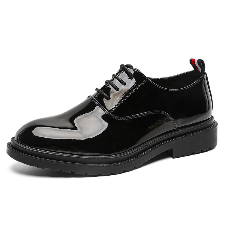 WEISHIBANGWEI Patent Leather Dress Shoes Men's Black