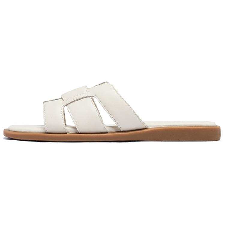 AGSDON AGSDON Rubber Sole Stitching Leather Patchwork Quiet Slip Resistant Quiet Slip Resistant Slide Slippers 1.5cm Women's