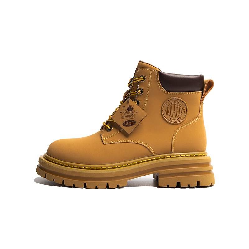 BOJUEMAO Combat Boots Women's Yellow Brown