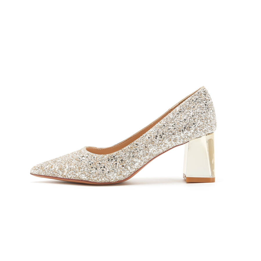 HKCP Shinny Leather Chunky Heel High Heels Women's