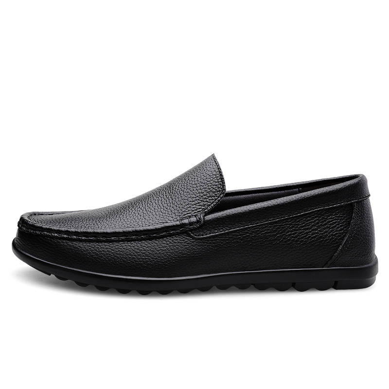 YINGLUNQISHI Top Grain Cow Leather Casual Shoes Men's Black