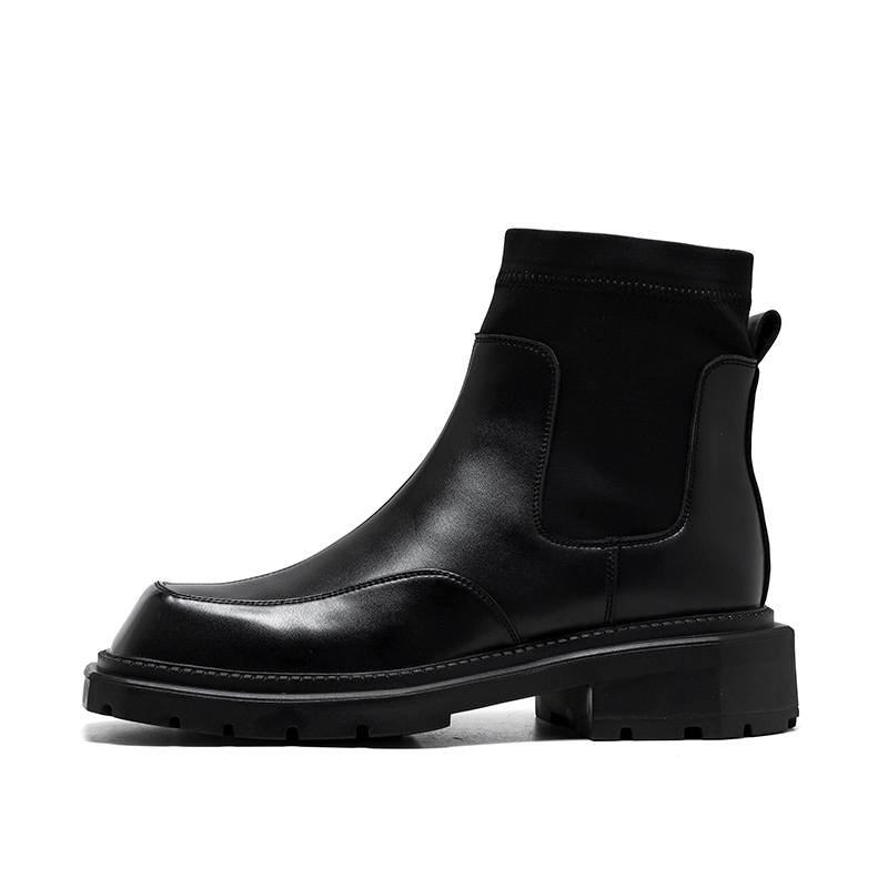 KAQIAODI Microfiber Leather Short Chelsea Boots Men's Black