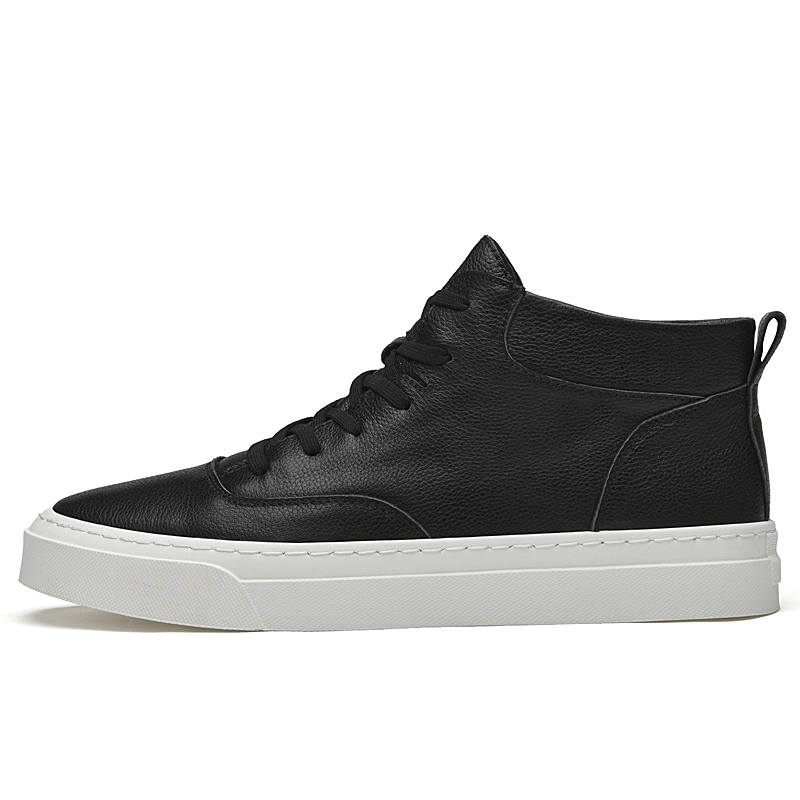 YINGLUNQISHI Top Grain Cow Leather Casual Shoes Men's Black