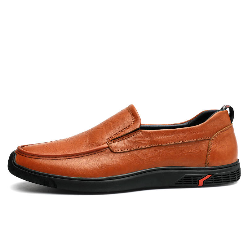 CKVUSAMG Top Grain Cow Leather Casual Shoes Men's Brown