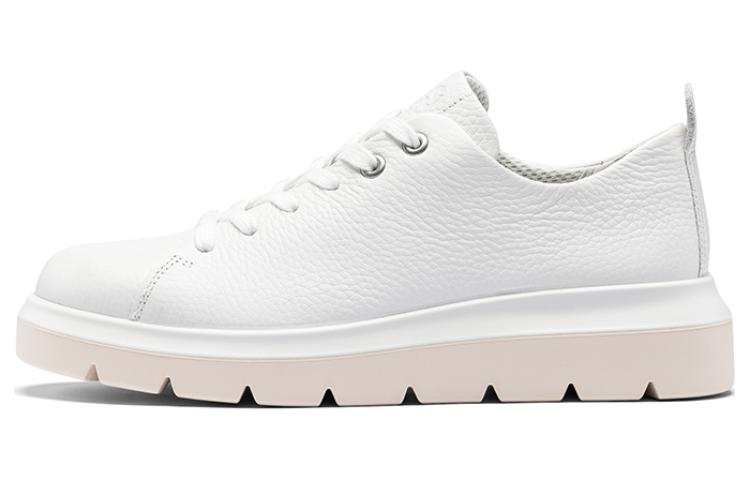 Ecco Top Grain Cow Leather British Casual Shoes Women's White