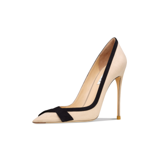 Suyymakk Suede Slim Heel High Heels Women's Apricot