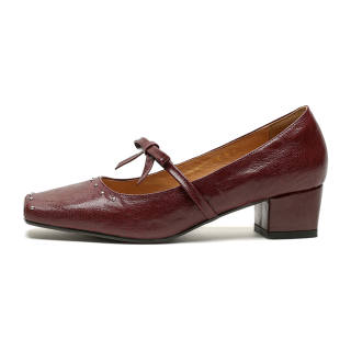 LELEYU Sheepskin Mary Jane Shoes 4.5cm Women's