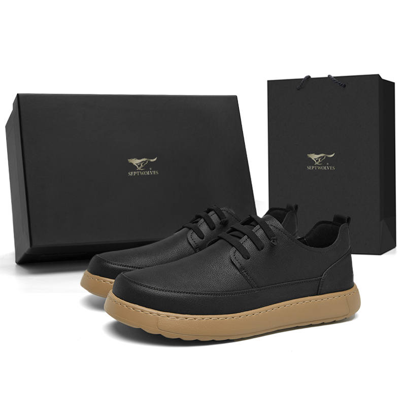 SEPTWOLVES Men's Casual Shoes Men's Low Top Black/Yellow Brown
