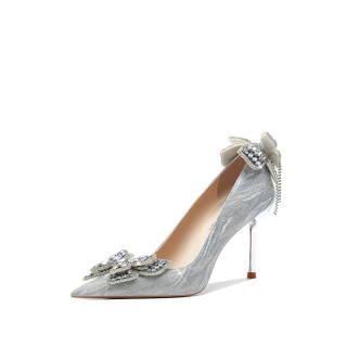 Imono Pu Slim Heel High Heels Women's Silver