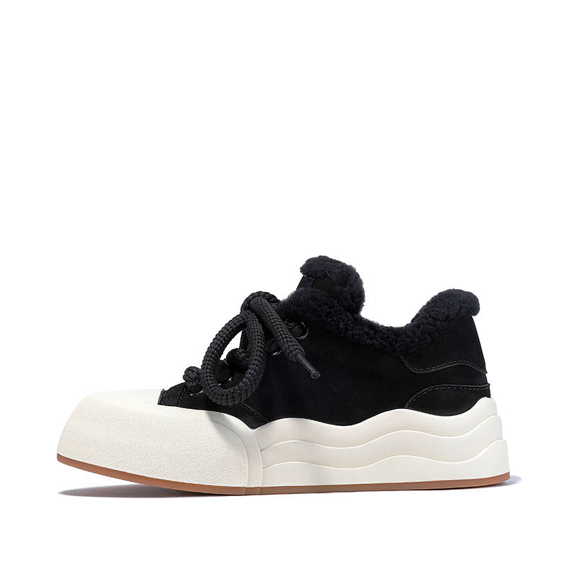 BELLALILY BELLALILY Thickened And Fleece Lined, Height Increasing Wave Platform, Thermal Comfortable Low top Skateboard Shoes