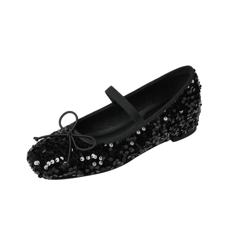 YAFEI XUANYU Sequined Fabric Flat Mary Jane Shoes 1CM Women's
