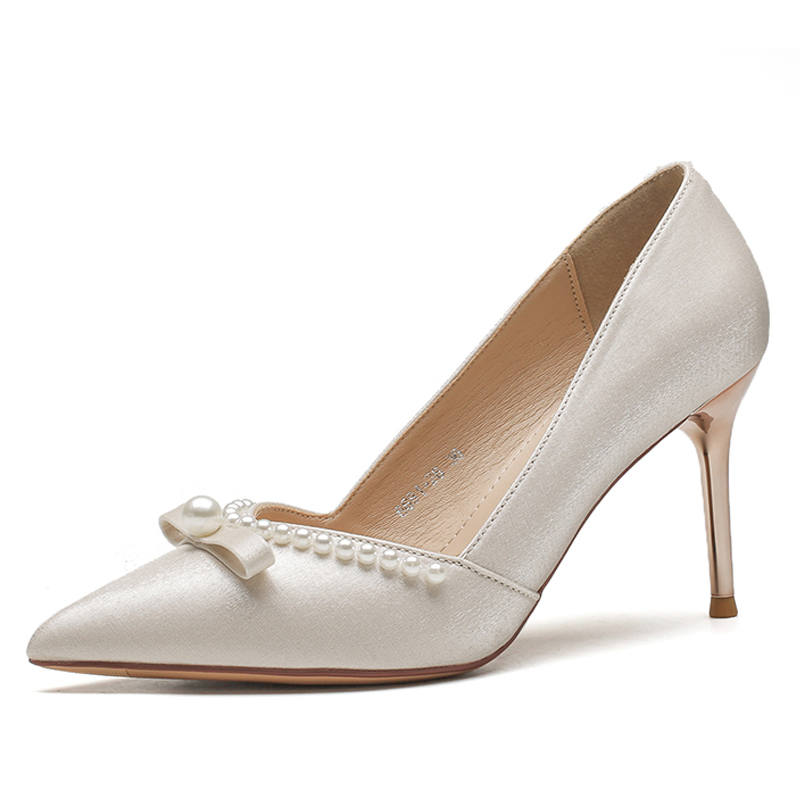 WEISHIBANGWEI Fabric High Heels Women's Apricot