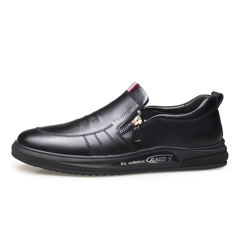 CITONGXIANSHENG Cow Split Leather Casual Shoes Men's Black