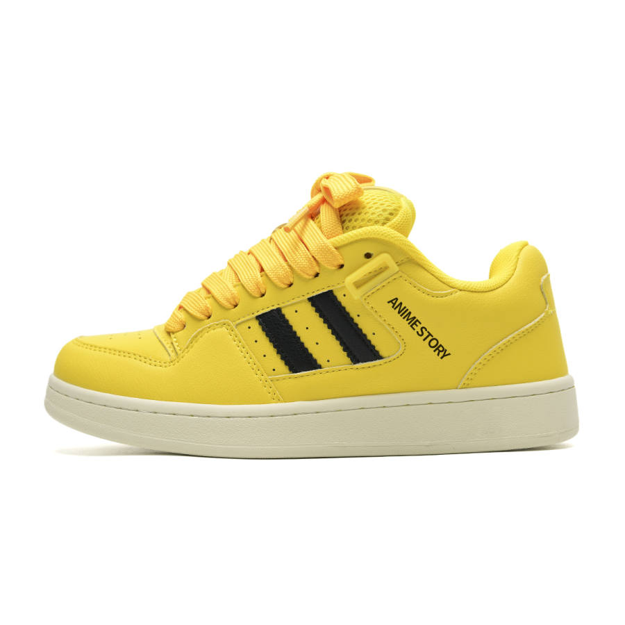 Z.SUO Microfiber Leather Slip Resistant, Lightweight, And Breathable Low top Skateboard Shoes Unisex Yellow Black