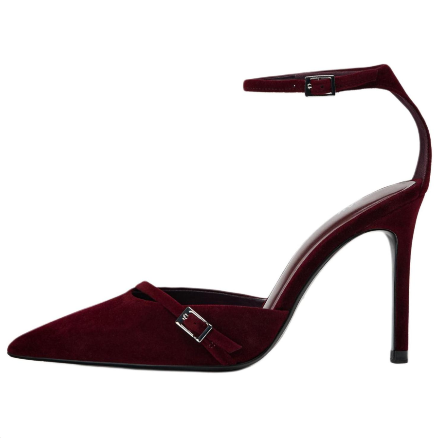 ZARA Slim Heel High Heels 10cm Women's Burgundy