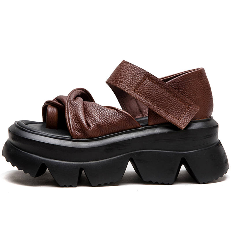 JIEZHOU Top Grain Cow Leather One Strap Sandals 5CM Women's