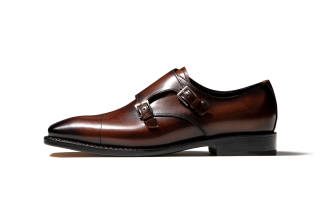 TRUFFAUT Vintage Polished Monk Shoes Top Grain Cow Leather Dress Shoes Men's Dark Brown