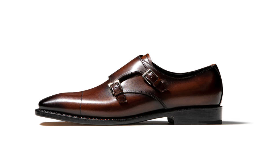 TRUFFAUT Vintage Polished Monk Shoes Top Grain Cow Leather Dress Shoes Men's Dark Brown