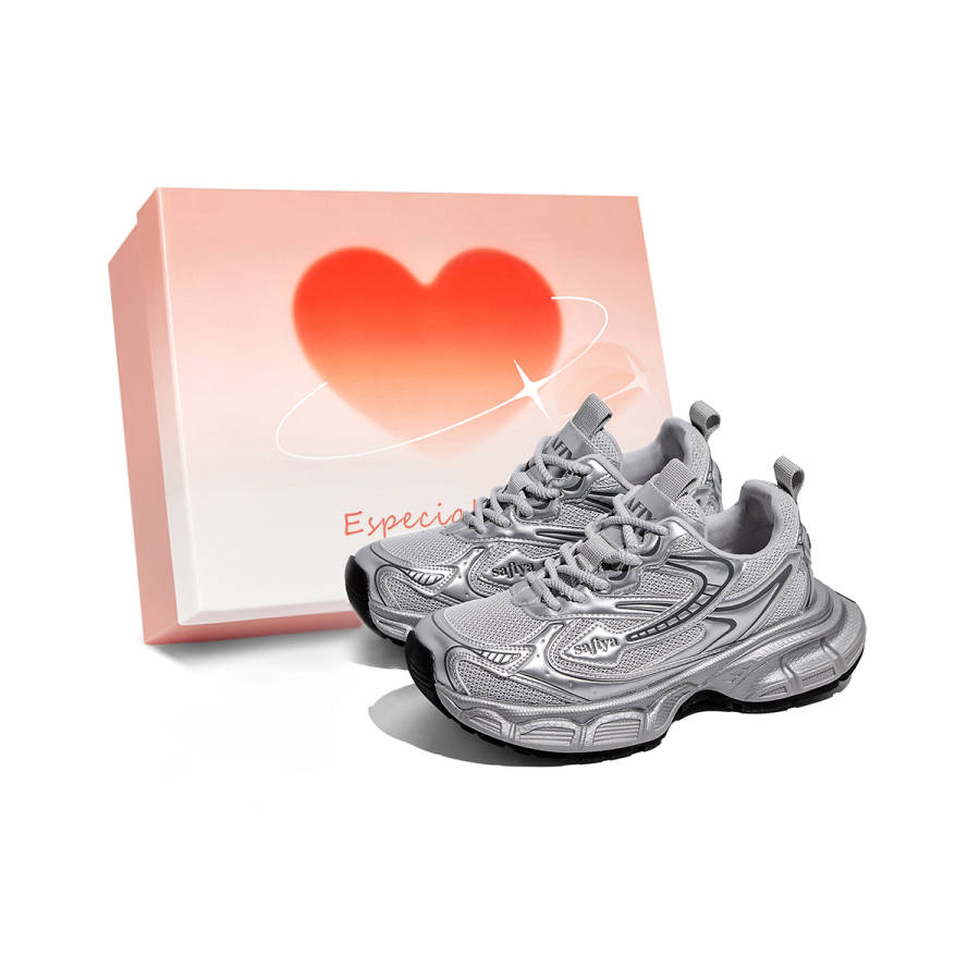Safiya Low top Chunky Sneakers Unisex Silver Gray