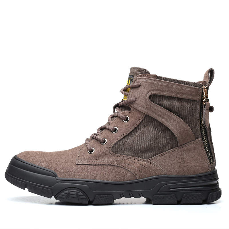 LUNMADENG Cow Suede Short Combat Boots Men's