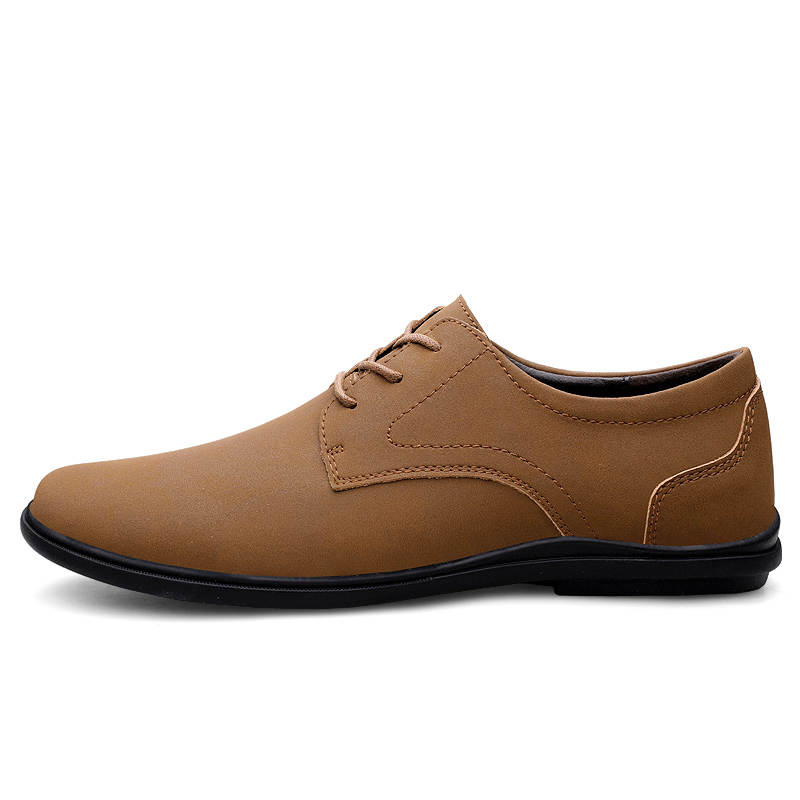 YINGLUNQISHI Top Grain Cow Leather Casual Shoes Men's Brown
