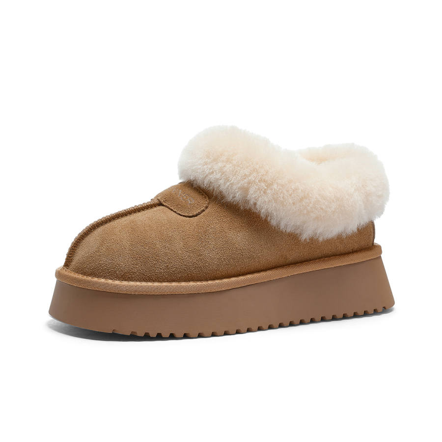 C°BANNER Cow Split Leather Ankle Length Snow Boots Women's Camel