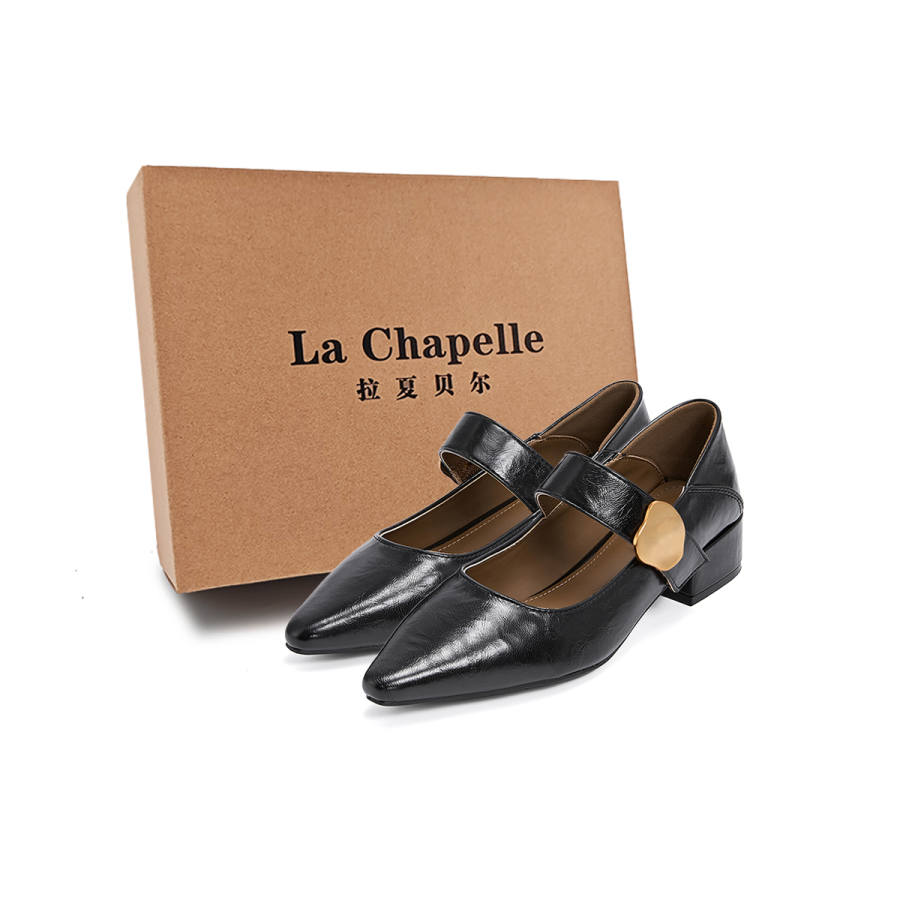 La Chapelle Vintage British Style, Elegance Versatile Casual Elegant Small Leather Shoes Pu Chunky Heel Mary Jane Shoes