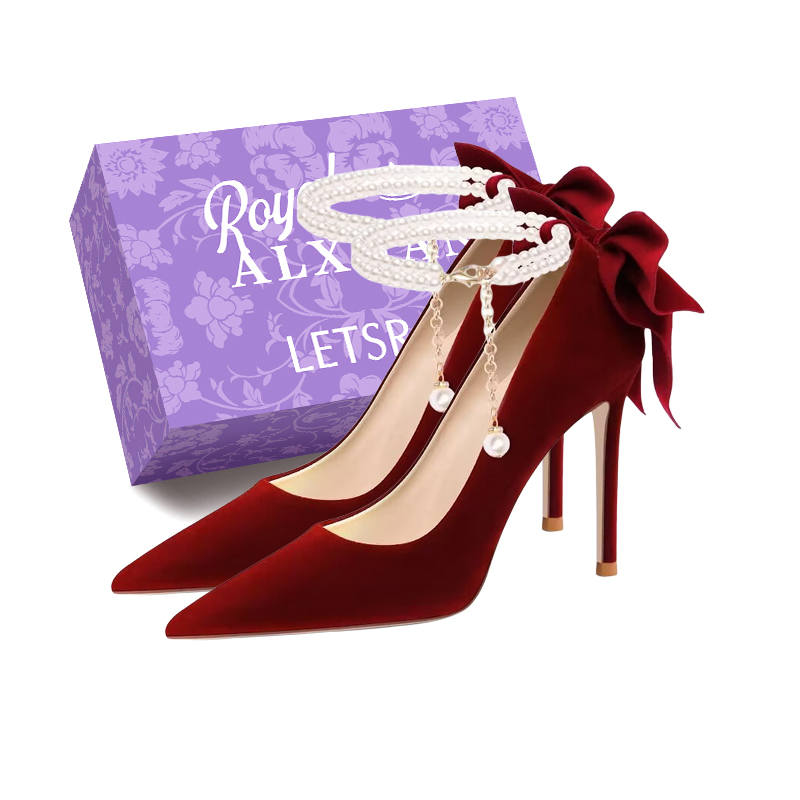 Alxnan Pu Slim Heel High Heels Women's Burgundy