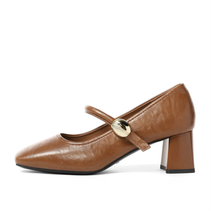 Senda Synthetic Leather Chunky Heel Mary Jane Shoes Women's