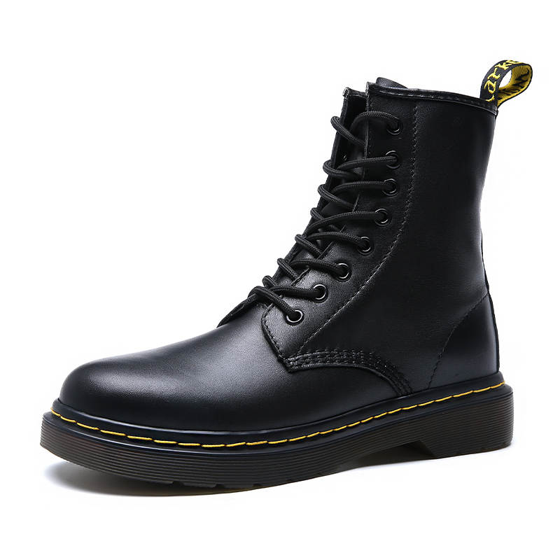 DAISHUTOU DAISHUTOU Cow Leather Crew Combat Boots Unisex Black