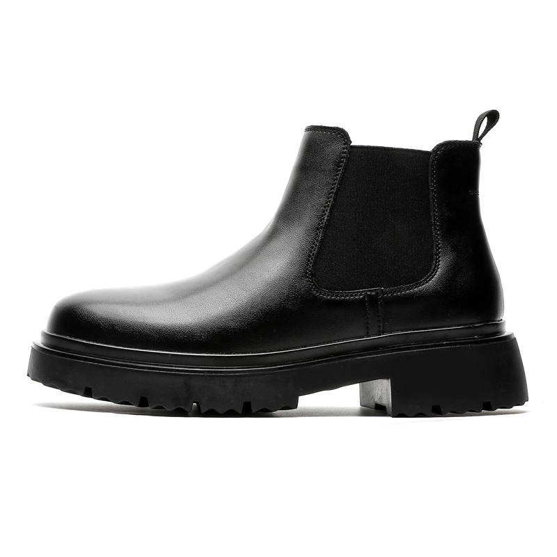XIAOTOULANG Microfiber Leather Short Chelsea Boots Men's Black