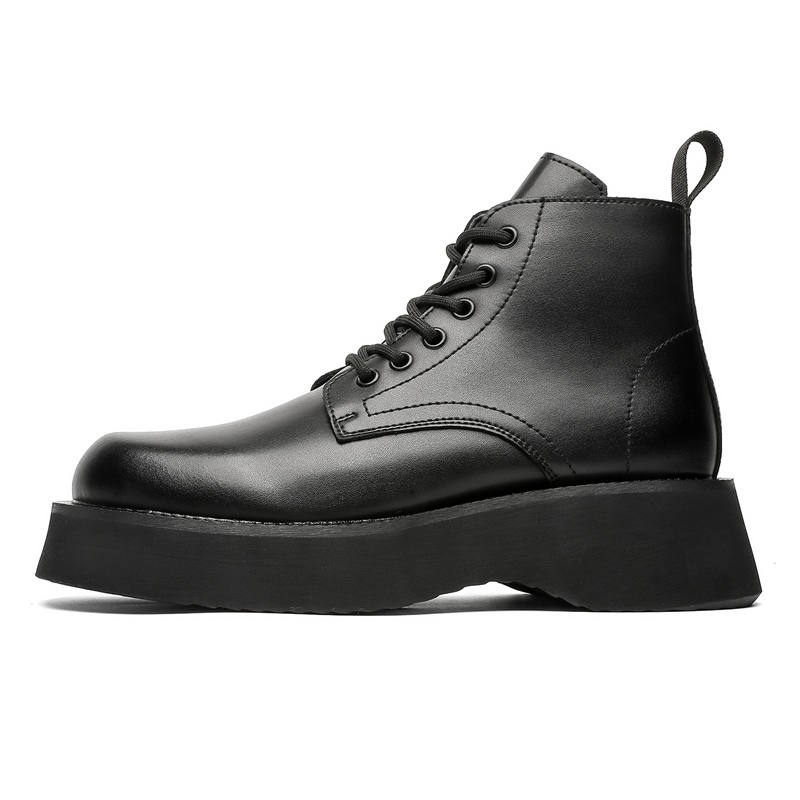 PINYI PINYI Microfiber Leather Short Combat Boots Men's Black