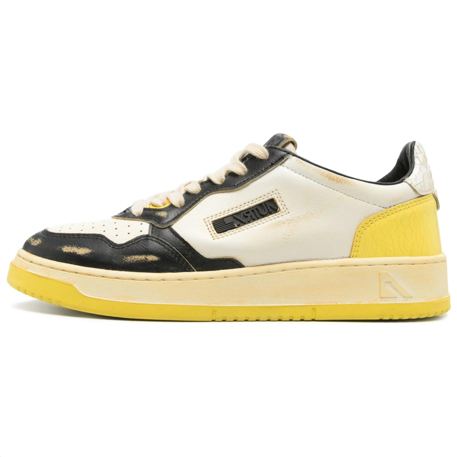 AUTRY Super Vintage Low top Skateboard Shoes Men's Black Yellow
