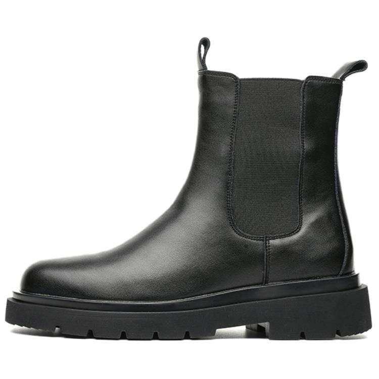 GIGIRYO GIGIRYO Microfiber Leather Short Combat Boots Men's Black