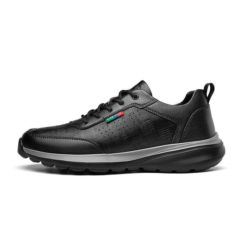 CARTELO Cow Split Leather Slip Resistant Abrasion Resistant Low top Casual Shoes Men's Black