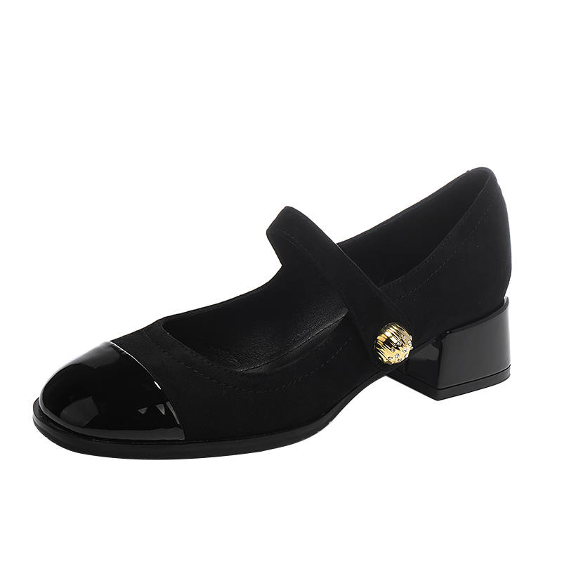 Beijiani Suede Chunky Heel Mary Jane Shoes Women's