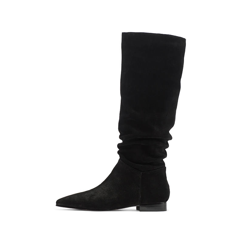 Coup De Foudre Cow Suede Knee high Boots 2cm Women's