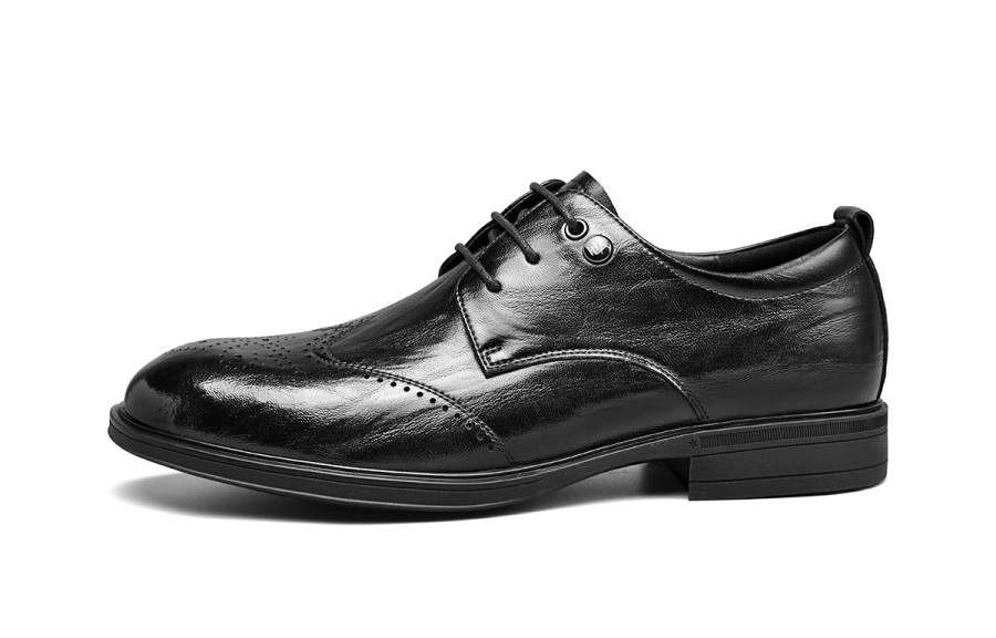 HLA Cow Split Leather Dress Shoes Men's Black