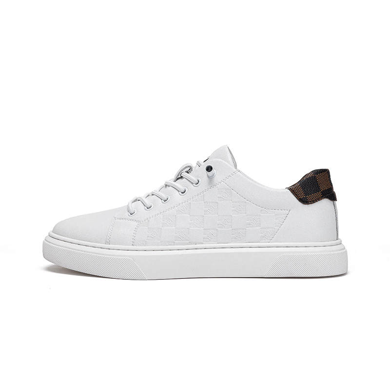 JOSINY Cow Split Leather Lightweight And Breathable Low top Skateboard Shoes Men's White Black
