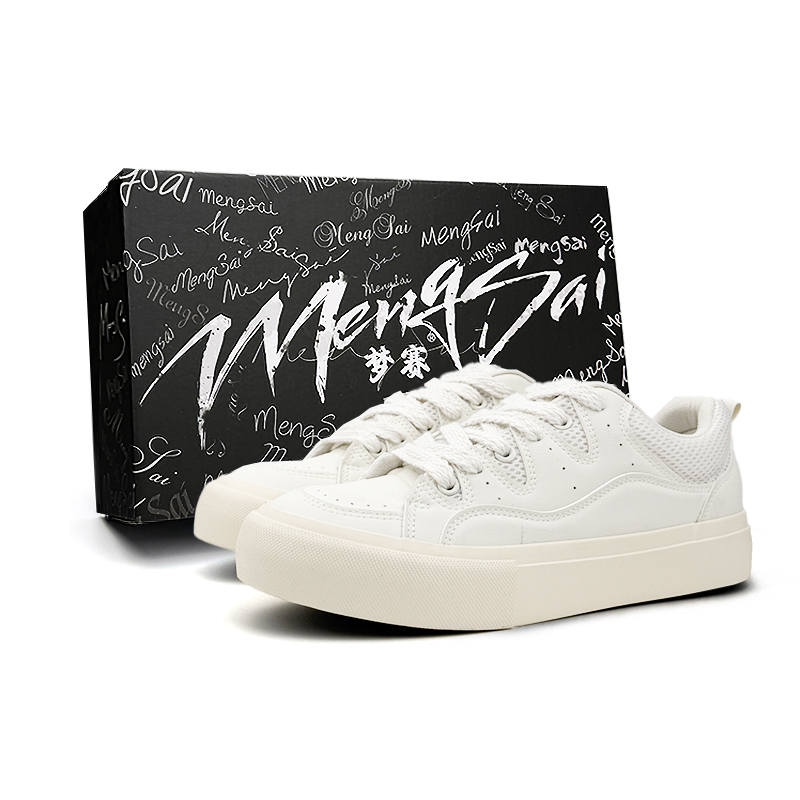 Mengsai Slip Resistant Abrasion Resistant Slip Resistant Abrasion Resistant Low top Skateboard Shoes Unisex Beige