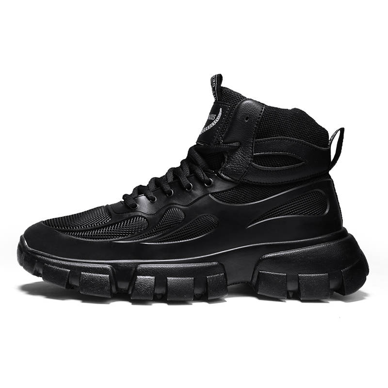 GONGNIUMEILI Fashion Mid top Casual Shoes Men's Black