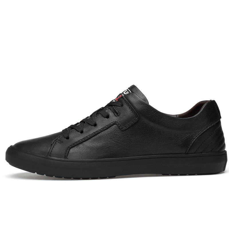 YINGLUNQISHI Top Grain Cow Leather Casual Shoes Men's Black