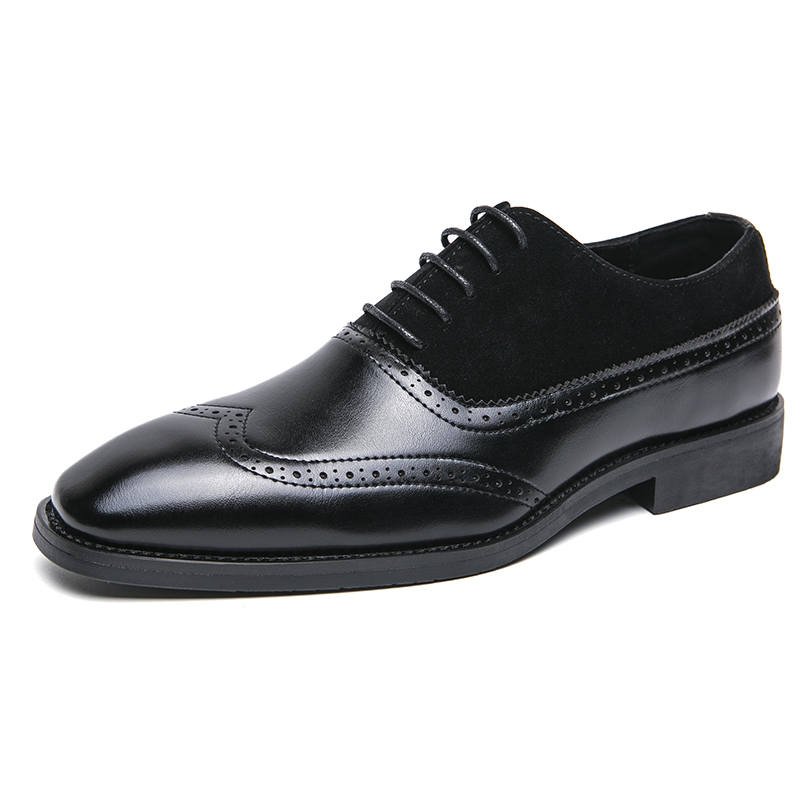 YIMINU Casual Leather Shoes Men's Low Top Black