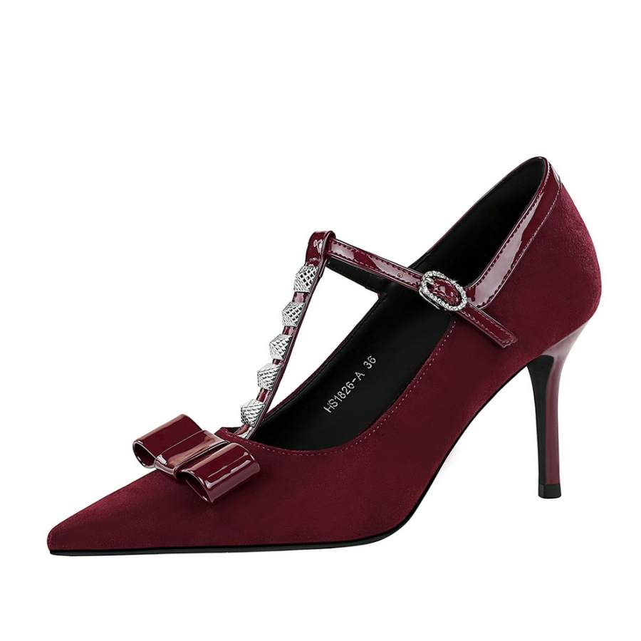 YAFEI XUANYU Suede Slim Heel High Heels 8.5cm Women's